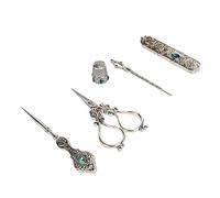 Sonew Kit da Cucito per Forbici da Filo Vintage in Lega d'argento da 5 Pezzi per Lavori di Cucito e Progetti Artigianali