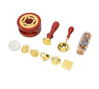 Sonew Kit di Timbri Sigillanti per Ceralacca con 5 Testine Sostituibili, Cucchiaio e Scaldacera - per Lettere, Cartoline e Regali