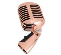 Sonew Microfono Dinamico Vintage con Design Cardioide per Prestazioni Vocali - Microfono Classico in Stile retrò in Oro con Corpo in Lega di Zinco e Rack per Auto -tensioning (Oro Rosa)