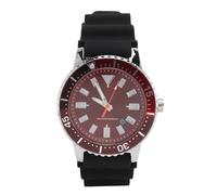 Sonew Orologio Automatico da Uomo con Lunetta Girevole con Display Luminescente, Design, Funzione Calendario in Argento e Rosso (Rosso argento)