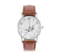 Sonew Orologio da donna al quarzo analogico rotondo orologi PU pelle cinturino moda semplice farfalla design orologio da polso, marrone, Cinghia