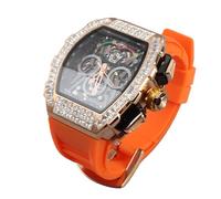Sonew Orologio da Polso Analogico Al Quarzo da Uomo - Cinturino in Silicone da 30 M, Multifunzionale, con Lancette Luminose e Confezione Regalo (rosa arancione)