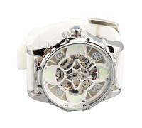 Sonew Orologio Meccanico Automatico con Design Scheletrato e Cinturino in Silicone Luminoso - Orologio da Lavoro 30M per Uso Quotidiano e Regali (Argento Bianco)