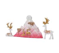 Sonew Set di Statue di Cervo in Piedi e Seduto con Montagna Rocciosa e