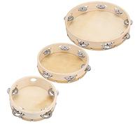 Sonew Set di Tamburelli in Legno da 3 Pezzi con Base in Pelle di Vacchetta per lo Sviluppo e le Prestazioni del Ritmo Musicale dei Bambini