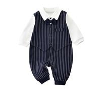 Sonew Tutina con Papillon - Tutina con Maniche in Cotone Super Morbida e Traspirante per il Tuo Piccolo Gentiluomo (66 11-16,5 libbre) (66 11-16,5 libbre) (80 Misura)