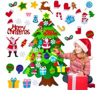 Sonfedo Albero di Natale in feltro, albero di Natale per bambini, albero di Natale in feltro fai da te con ornamenti rimovibili, casa porta parete decorazione natalizia (P4)