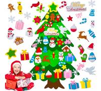 Sonfedo Albero di Natale in feltro, albero di Natale per bambini, fai da te in feltro con ornamenti rimovibili, casa porta parete decorazione natalizia (P6)