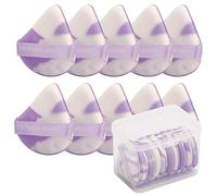 Songaa Soffio a forma di triangolo con cuscino d'aria in polvere, 10 pezzi, spugnette per trucco per fondotinta con scatola portatile, spugna per fondazione liquida, crema, polvere, correttore viola