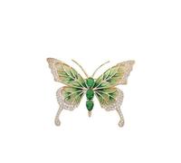songbowen Spilla vintage a forma di farfalla con strass smeraldo, spilla a forma di insetto di cristallo, elegante spilla da bavero accessorio per abiti da matrimonio o compleanno, in metallo, senza