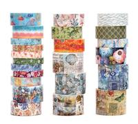 Songdao 24 rotoli Vintage Washi Tape Set, nastro Modelli antichi adesivo decorativo per arti, pallottola di giornale, scrapbooking, fai da te, imballaggio (8 tesori marini)