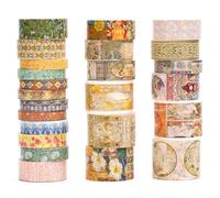 Songdao 24 rotoli Vintage Washi Tape Set, nastro Modelli antichi adesivo decorativo per arti, pallottola di giornale, scrapbooking, fai da te, imballaggio (1-Renaissance Dreams)