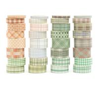 Songdao 36 rotoli Griglia Washi Tape Set, Plaid nastro adesivo decorativo per arte ispirata a foglia d'oro nastri, per arti, pallottola di giornale, scrapbooking, fai da te (3-Green & Brown)
