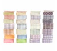 Songdao 36 rotoli Griglia Washi Tape Set, Plaid nastro adesivo decorativo per arte ispirata a foglia d'oro nastri, per arti, pallottola di giornale, scrapbooking, fai da te (2-Purple & Colors)