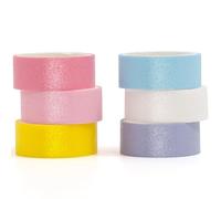 Songdao 6 rotoli Porporina Washi Tape Set, nastro Modelli antichi Scintillante adesivo decorativo per arti, pallottola di giornale, scrapbooking, fai da te, imballaggio (Rainbow 6 Colors)