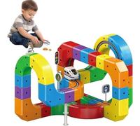 SONGDIQI Click Rail Electric Train Set, Flexible Race Track, Building Toy Train Track Gravity-Defying 3D Embedded Layouts & Motorized Car(51ps)