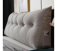 SONGDIQI Cuscino Triangolare Per Testiera Del Letto, Doppio Cuscino Da Lettura, Con Tasca Laterale, Supporto Per La Schiena Lungo, Per Stare Seduti Su Letto Singolo(#A,80 * 50 * 20cm)