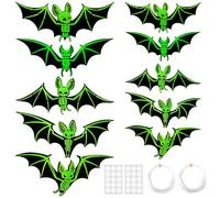 Songella Halloween Chauve Souris Lumineux Décoration Fosforescenti Pipistrello Addobbi Halloween Suspendues d'Halloween de Chauve-Souris Réalistes pour Pelouse Porche Maison Arbres (10 Pezzi)
