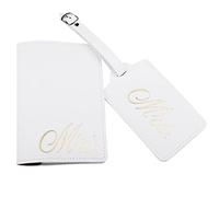 Songelt 1Set Borsa Dei Bagagli In Pelle DELL'UNITÀ di elaborazione Etichetta Passaporto Per La Copertura Della Cassa Portafoglio Per Le Coppie Luna di Miele Organizzatore di, bianco, One Size