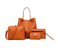 Songelt 4 pz/set Borsa a tracolla in pelle da donna borsa a tracolla Tote titolare della carta borsa messenger Satchel Top Handle Bags Women Bucket Bag Crossbody, Marrone, One Size