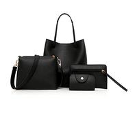 Songelt 4 pz/set Borsa a tracolla in pelle da donna borsa a tracolla Tote titolare della carta borsa messenger Satchel Top Handle Bags Women Bucket Bag Crossbody, Nero , One Size