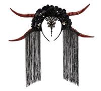 Songelt AntelopeHorn Fascia per adulti Cosplay Costume corno diavolo fiore Hairhoop Halloween Party Tiaras Frange Hairpieces Women Hairband