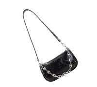 Songelt Borsa a tracolla ascellare pratica PU borse ascellari design tracolla flessibile borsa a tracolla compatta con accento catena borsa a tracolla moderna per le donne, Nero , One Size