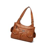 Songelt Borsa a tracolla da donna con rivetti punk, borsa da ufficio retrò in pelle PU borse sotto le ascelle borsa a tracolla multi tasca disegni borse da viaggio, Marrone, One Size
