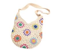 Songelt Borsa a tracolla da donna lavorata a maglia, borsa da spiaggia alla moda a spalla all'uncinetto per vacanze con fiori colorati borsa da donna borsa da spiaggia a tracolla lavorata a maglia