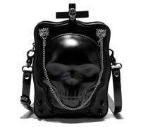 Songelt Borsa a tracolla in pelle PU con stampa teschio vintage borsa a tracolla borsa Halloween per ogni occasione unica moda retrò