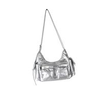 Songelt Borsa a tracolla in pelle PU per viaggi e uso quotidiano Borse a tracolla alla moda con tracolla regolabile Borsa per la spesa da viaggio elegante città, Argento, One Size