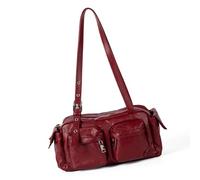 Songelt Borsa a tracolla per donne e ragazze, pochette da sera alla moda, in pelle sintetica PU, borse semplici da regalare, pochette con chiusura a cerniera, Rosso, One Size