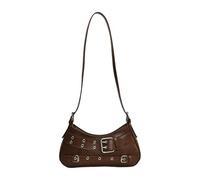 Songelt Borsa a tracolla per le donne pochette da sera borsa borsa in pelle PU borsa ascellare con chiusura a cerniera semplice borsa borsa, Marrone, One Size