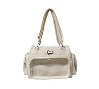 Songelt Borsa a tracolla regolabile ispirata all'anime, pratica borsa a tracolla in pelle PU di grande capacità per spostamenti quotidiani borsa a tracolla casual, bianco, One Size