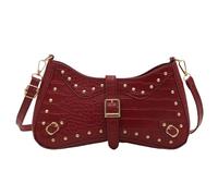 Songelt Borsa a tracolla retrò borsa a tracolla semplice borsa ascellare in pelle PU rivetti ascella pendolarismo per tutti i giorni spalla retrò Crossbody rivetti ascella elegante ascella, Rosso, One