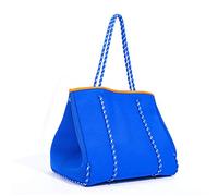Songelt Borsa a tracolla traspirante in neoprene di grande capacità casual Tote Bag Top Handle Borse Borse a tracolla Beach Tote Bianco, Blu, One Size