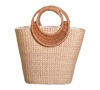 Songelt Borsa da donna alla moda borsa di paglia elegante borsa da vacanza intrecciata a mano maniglia superiore per viaggi e vacanze donna spiaggia elegante borsa di paglia quotidiana ragazza per i