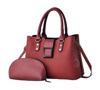 Songelt Borsa da donna alla moda e borsa a tracolla Set 2 pezzi Pratica borsa a tracolla in pelle PU di grande capacità borsa con manico superiore borsa in pelle PU, Rosso, One Size