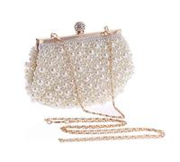 Songelt Borsa da donna di lusso con perline, per matrimoni, serate, feste, balli studenteschi, banchetti, bianco, One Size