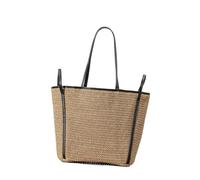 Songelt Borsa da donna in paglia intrecciata di grande capacità, borsa a secchiello casual, borsa da viaggio per spiaggia e uso quotidiano in paglia, Multicolore, One Size