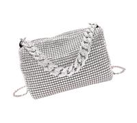 Songelt Borsa da sera con strass scintillanti con catena per le donne borse a tracolla borsa casual per balli e banchetti Pochette da donna con glitter, Argento, One Size