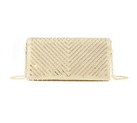 Songelt Borsa da sera da donna con perle, pochette, borsa a catena, tracolla con strass, borsa a tracolla per matrimonio, donna, strass, perle da sera, pochette per banchetti e feste, Modello Vetro
