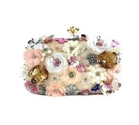 Songelt Borsa da sera da donna retrò con perline pochette con fiori colorati borsa a tracolla floreale borsa a tracolla per feste banchetti borse a tracolla con perline per donna borsa da sera, dorato