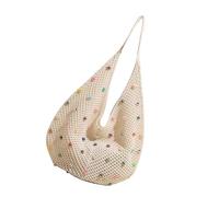 Songelt Borsa da spiaggia da donna all'uncinetto borsa da spiaggia alla moda con perline colorate in maglia estetica sotto le ascelle borsa da donna moda uncinetto spalla spiaggia ascellare colorata