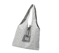 Songelt Borsa in tela di grande capacità Borsa riutilizzabile in panno per la spesa Borse a tracolla con stampa floreale per viaggi Shopping Lavoro Spiaggia Panno riutilizzabile della drogheria, Nero