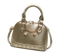 Songelt Borse a tracolla e a tracolla da donna alla moda 2025 in PU lucido borse con eleganti decorazioni a rivetto per uso quotidiano borsa in PU lucida, Oro, One Size