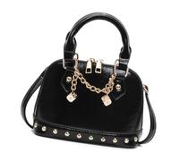 Songelt Borse a tracolla e a tracolla da donna alla moda 2025 in PU lucido borse con eleganti decorazioni a rivetto per uso quotidiano borsa in PU lucida, Nero , One Size