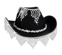 Songelt Cappelli da cowboy con cristalli scintillanti nappe per addio al nubilato cappelli da cowboy cappello da discoteca per attore, attrice, discoteca party