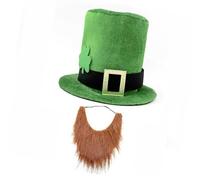 Songelt Cappello a cilindro Panama Leprechaun Copricapo Barba per Donne Uomini Puntelli Foto Western per Donne Unisex Indossare Copricapo Top Verde Costume, D, Taglia unica