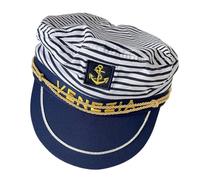 Songelt Cappello classico da capitano con strisce bianche copricapo per cosplay comodo ideale per gli appassionati di cosplay cappello regolabile a tema vela